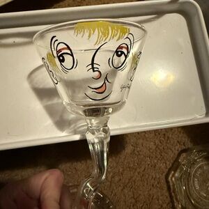 Oleg Cassini Art Glass with Yellow and Black Face Design